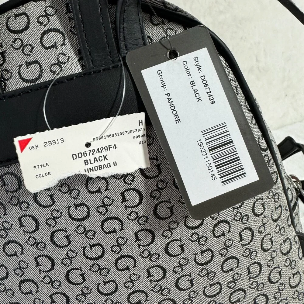 Guess Logo Mini Backpack Pandore DD672429 Black Logo Print Monogram NWT - Picture 4 of 7